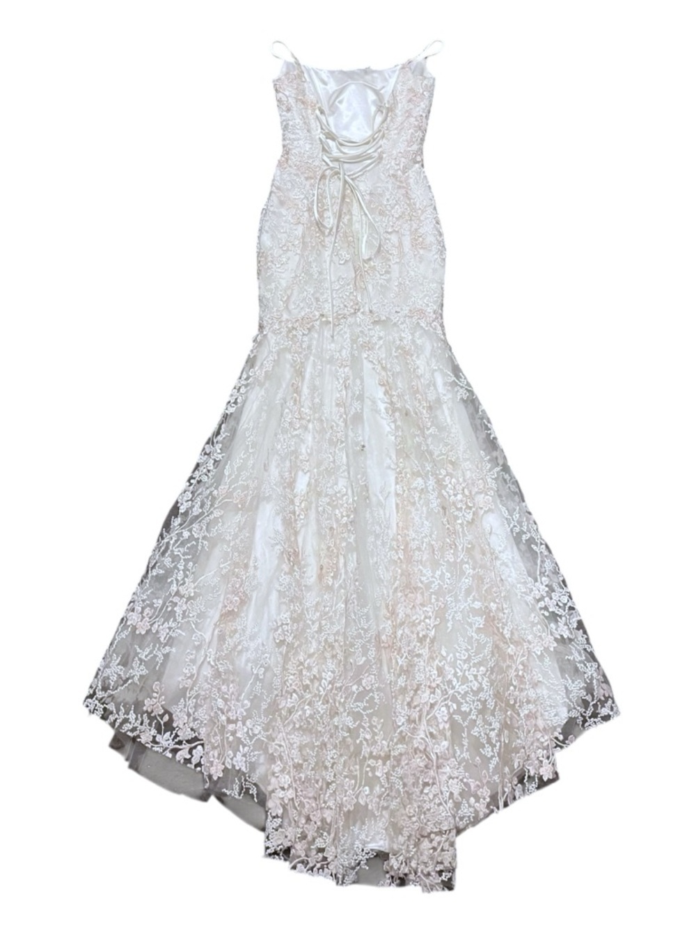 Sherri Hill White & Pale Pink Floral Appliqué Prom Dress - Picture 4 of 16
